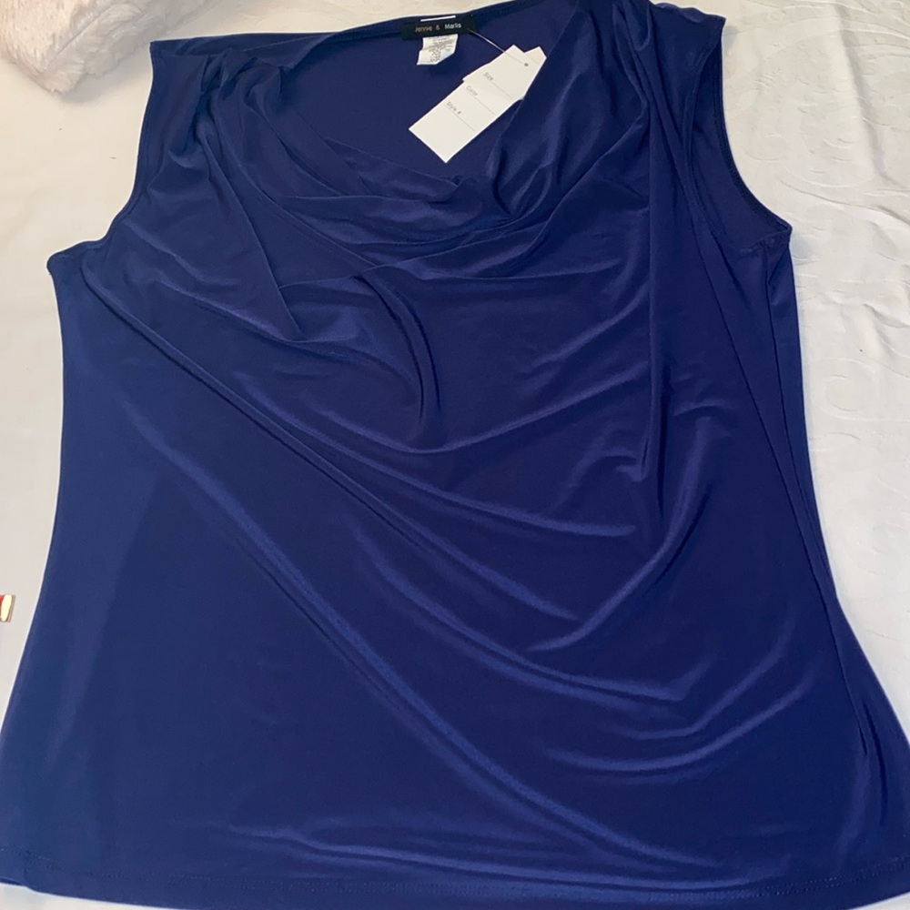 Jennie + Marlis navy blue size extra large Cal neck, sleeveless blouse